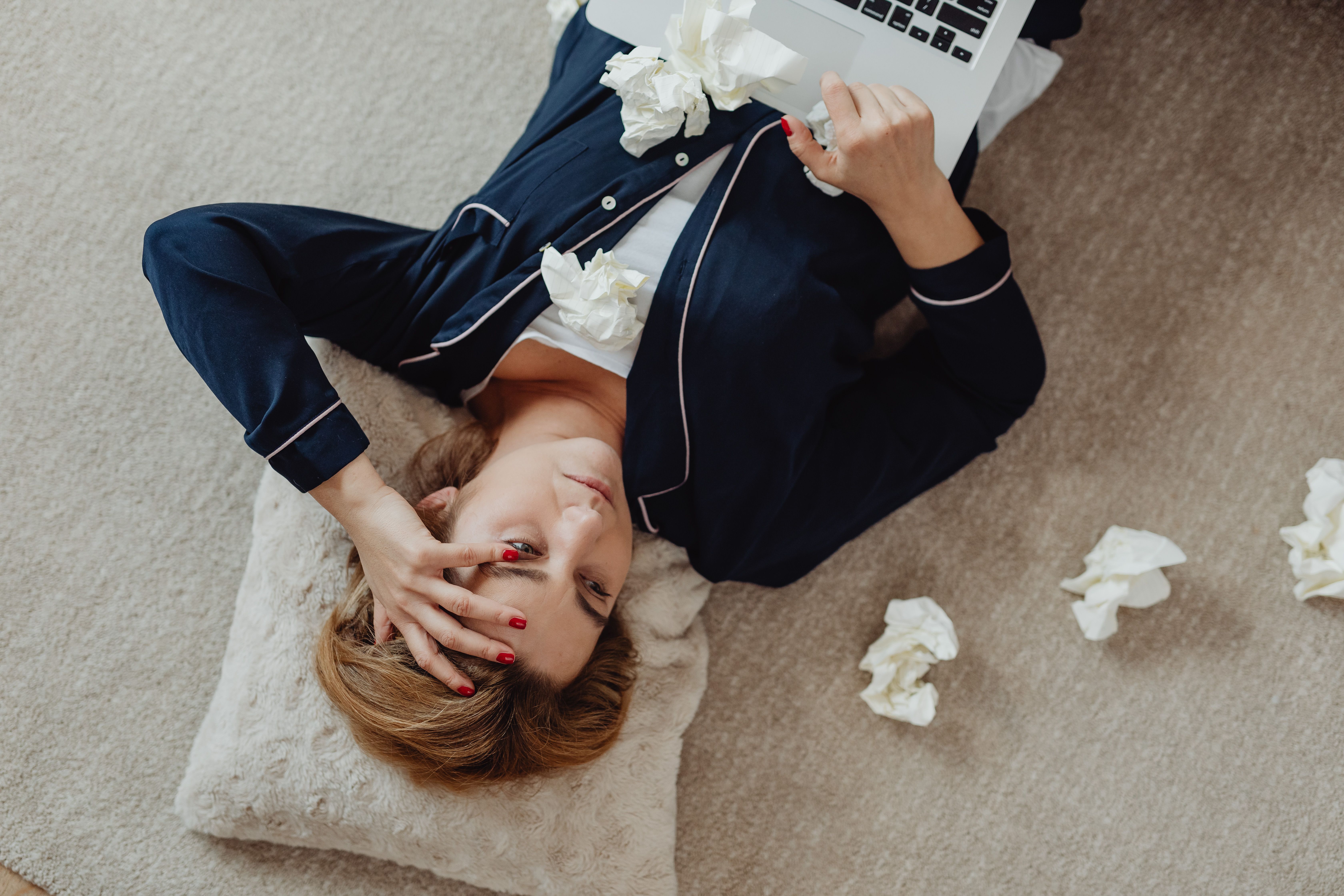 Caregiver looking completely exhausted